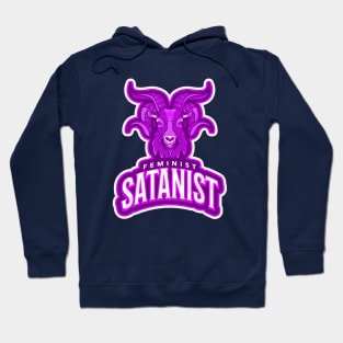 Feminist Satanist Purple Goat Baphomet with Pentagram Occult Hoodie